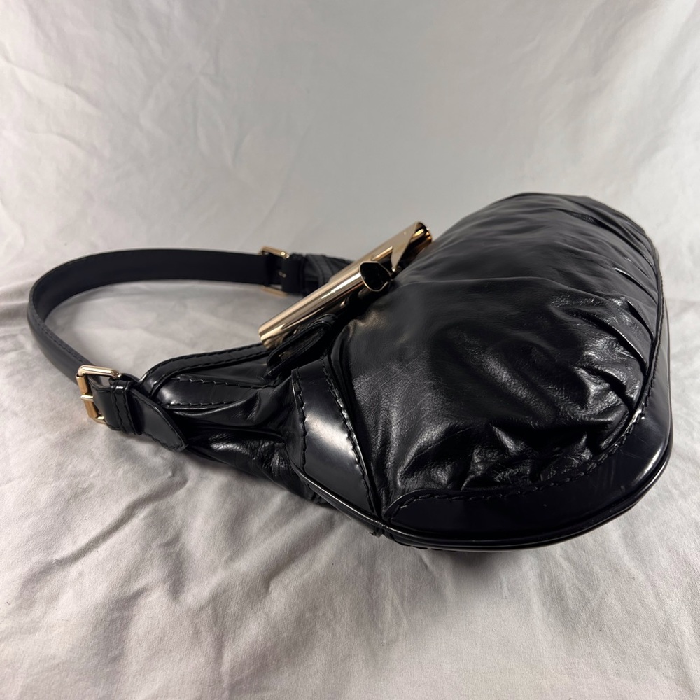 GUCCI 189885 Authentic Black Leather Queen Hobo Tote Shoulder Bag Made in Italy - Picture 4 of 17